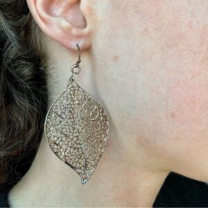 Antiqued Gold Filigree Leaf Earrings Boho Fairy Grunge Y2K Festival Whimsigoth